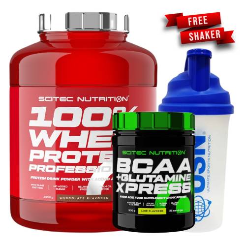 Scitec Nutrition 100% Whey Protein Professional (2350 gr) + Scitec Nutrition BCAA + Glutamine Xpress (300 gr)