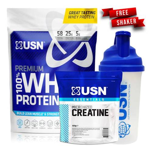 Usn Nutrition 100% Premium Whey Bag (2000 gr) + Usn Nutrition Micronized Creatine Essentials (500 gr)