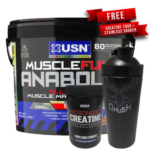 Usn Muscle Fuel Anabolic (4000 gr) + ΔΩΡΟ Weider Micronized Creatine (70 gr) + ΔΩΡΟ QHUSH Stainless Steel Shaker